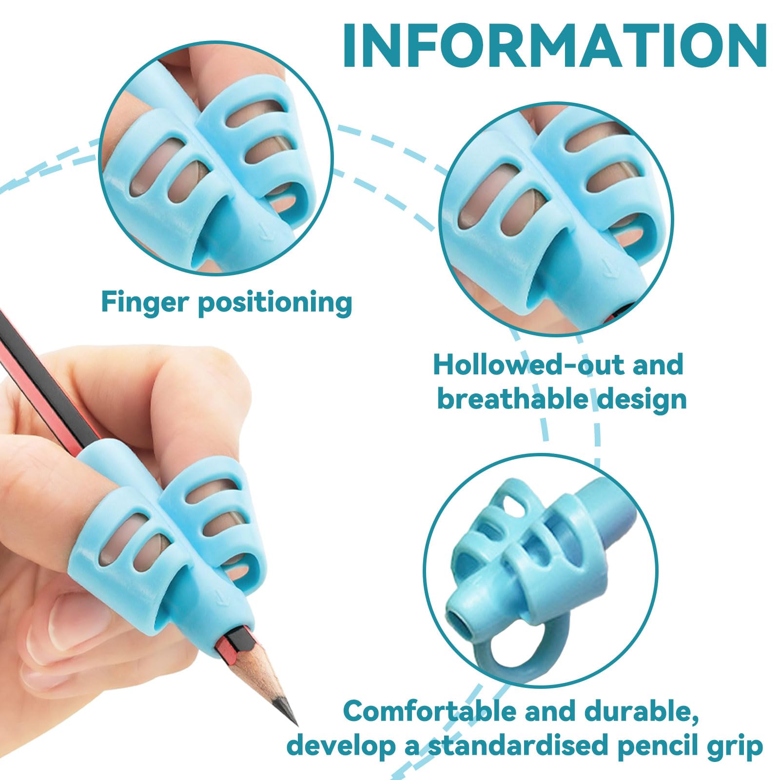 10 Piezas Protector Dedo Lapiz, Finger Pen Holder, Ayudas para la Escritura de los Niños, Ayudas para el Agarre de Lápices, Herramientas Escribir Lápices, Empuñaduras Lápices de Niños