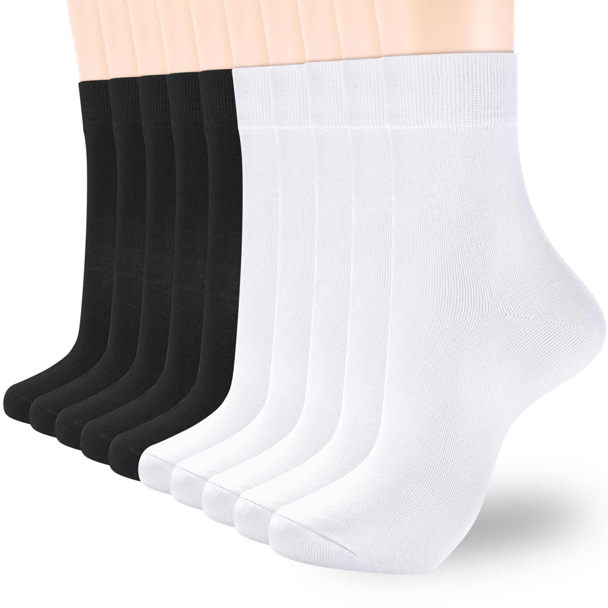 ATBITER Women Thin Cotton Crew Socks,Ankle Bootie Casual Dress Socks 6Pairs