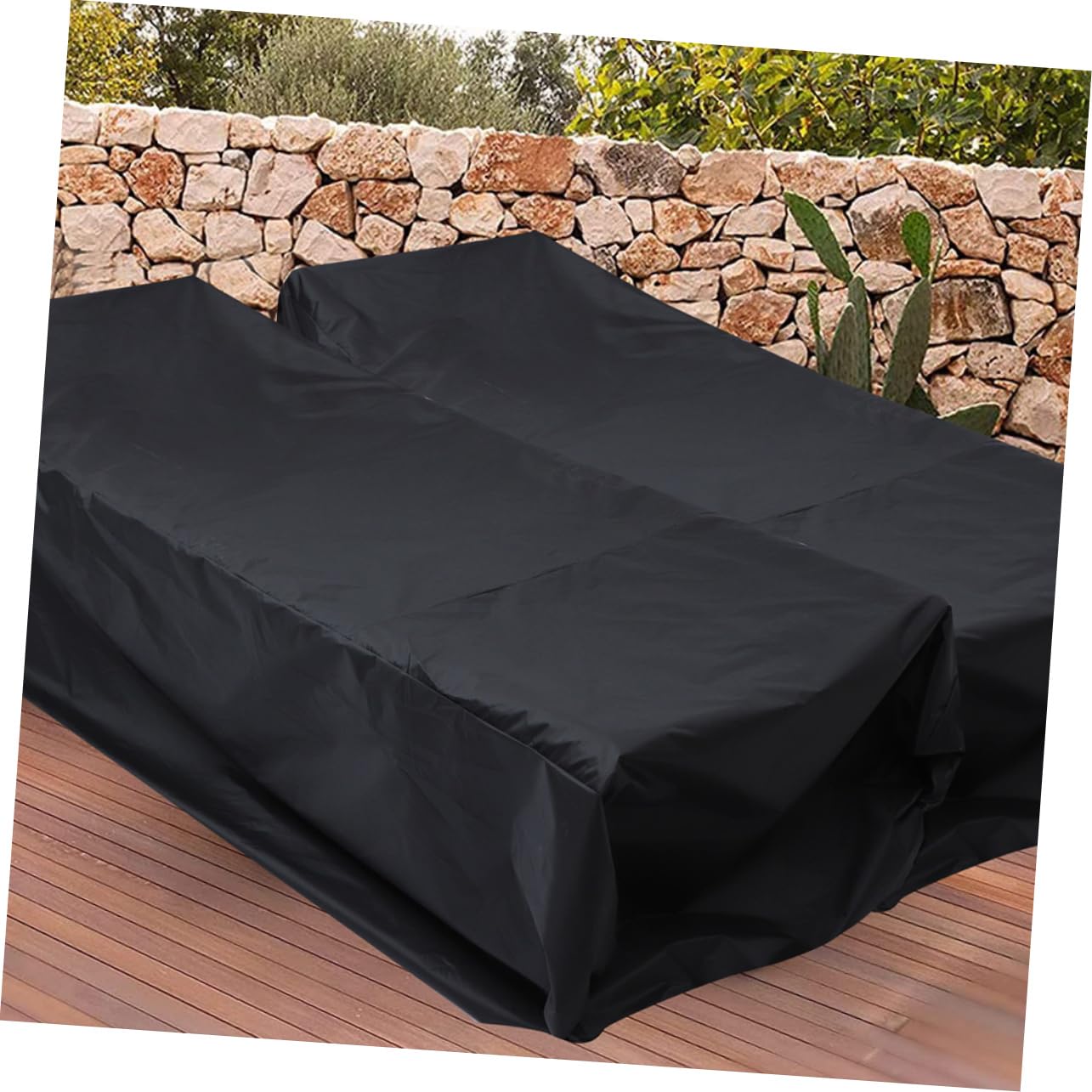 Housse de Chaise Imperméable 2 Pièces en Polyester Noir pour Extérieur