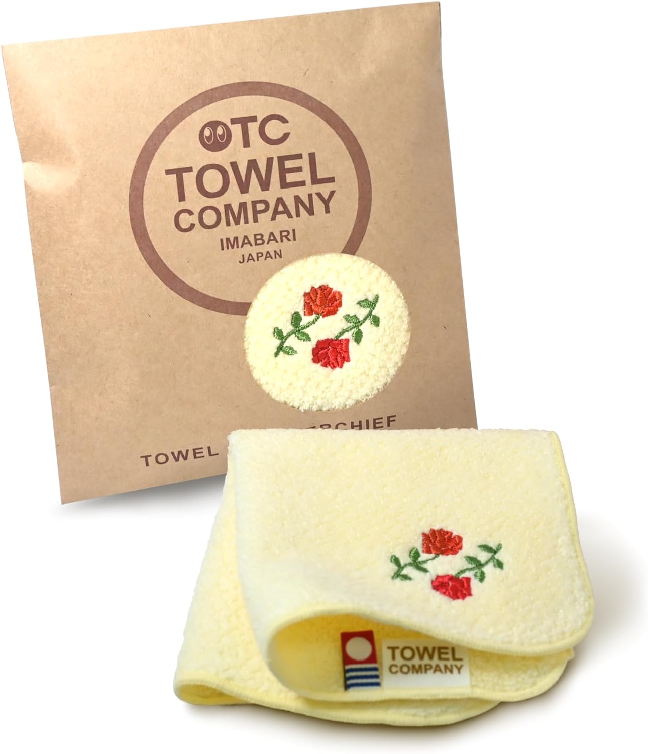 TOWEL COMPANY 今治タオル ハンカチ 22×22cm ギフト 刺繍 花 ボタニカルガーデン BOTANICAL GARDEN (バラ(クリーム))