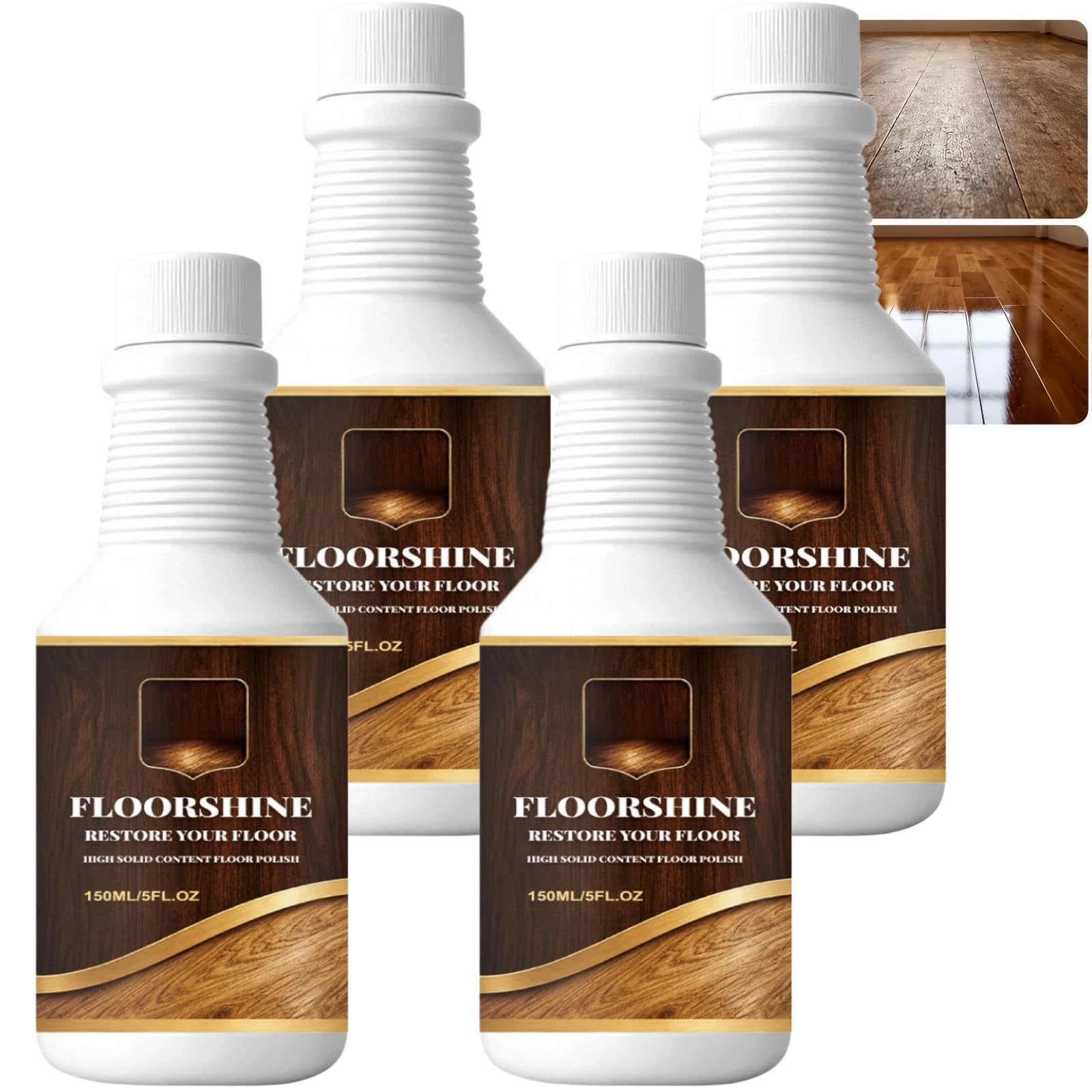 Rénovateur professionnel pour parquets, brillance rapide, ravive la finition, produit d'entretien pour surfaces en bois (parquets stratifiés et meubles en bois), agent d'entretien quotidien (4pcs)