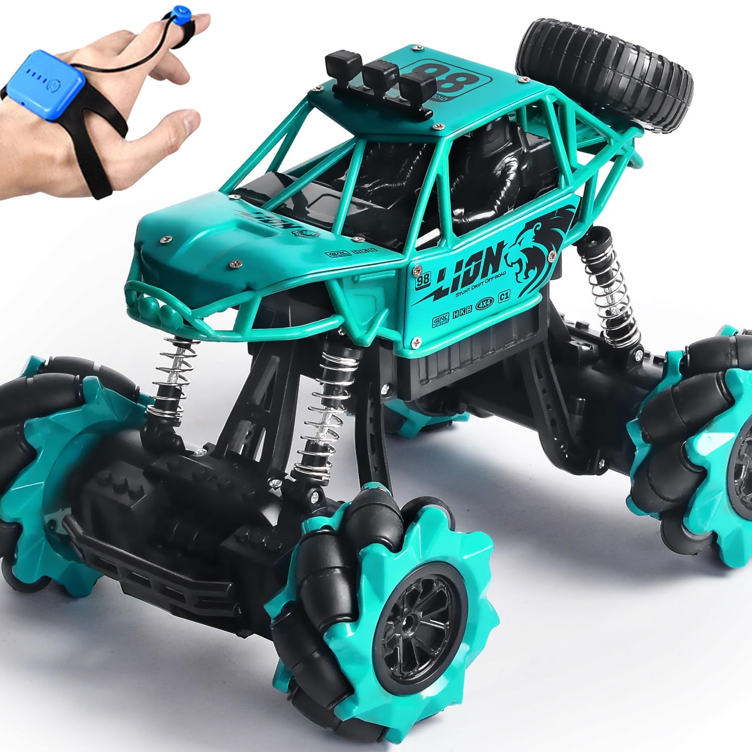 4DRC RC Car,Alloy Drift RC Car for Kids,360° Rotating 4WD 2.4Ghz Gesture Sensor Control Monster Truck for Kids,All Terrains Crawler RC with Vehicle Rechargeable Batteries Gifts for Boys Girls