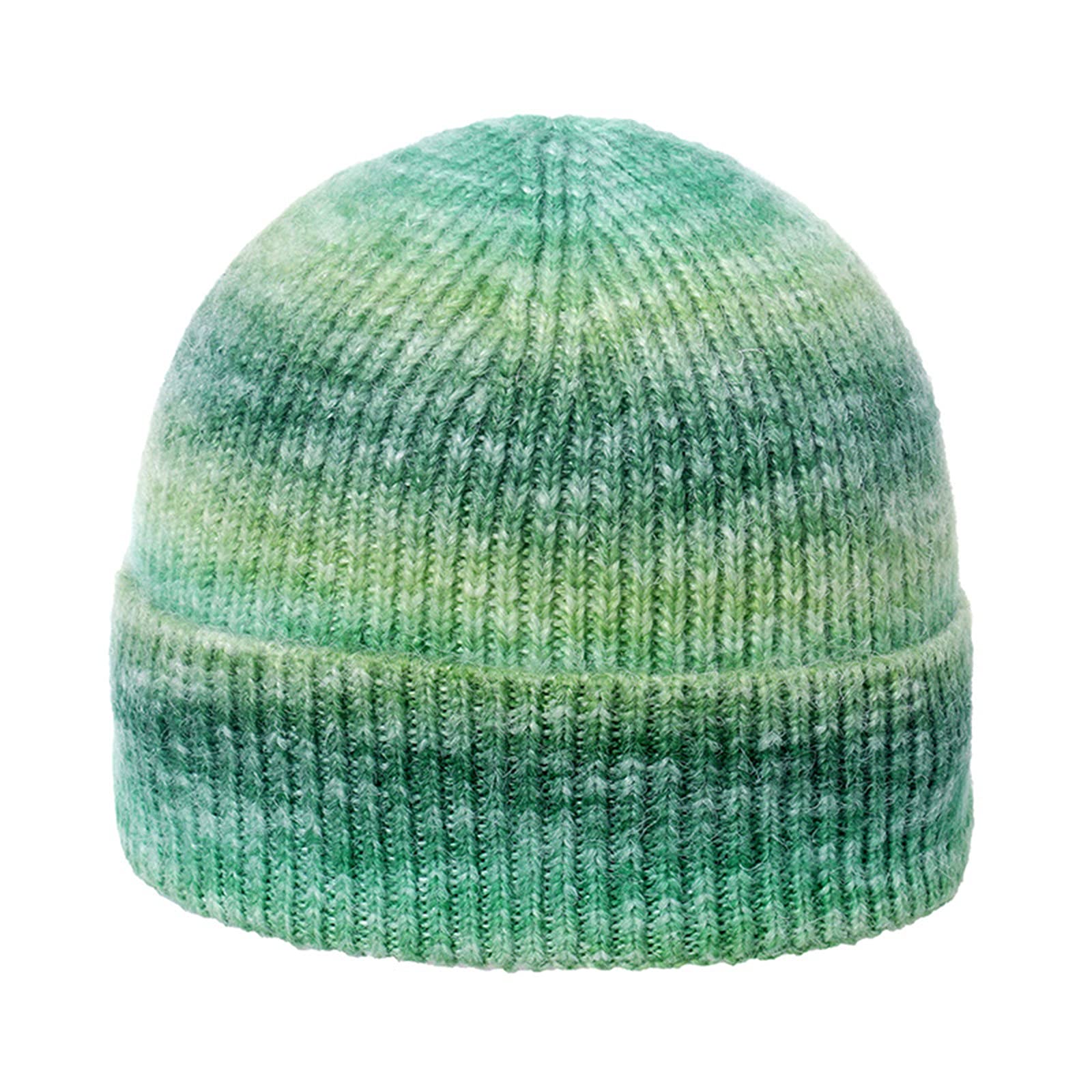 Women Winter Warm Tie Dye Beanie Hat Soft Cable Knit Ski Skull Cap Outdoor Knit Hat