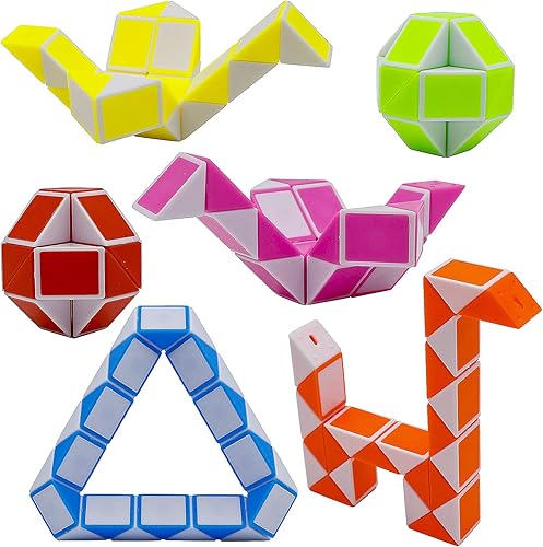 Vista 9 de Paquete de 24 cubos de 24 bloques de mini cubo de serpiente, cubos de rompecabezas mágicos de velocidad para niños, rellenos de bolsas de fiesta