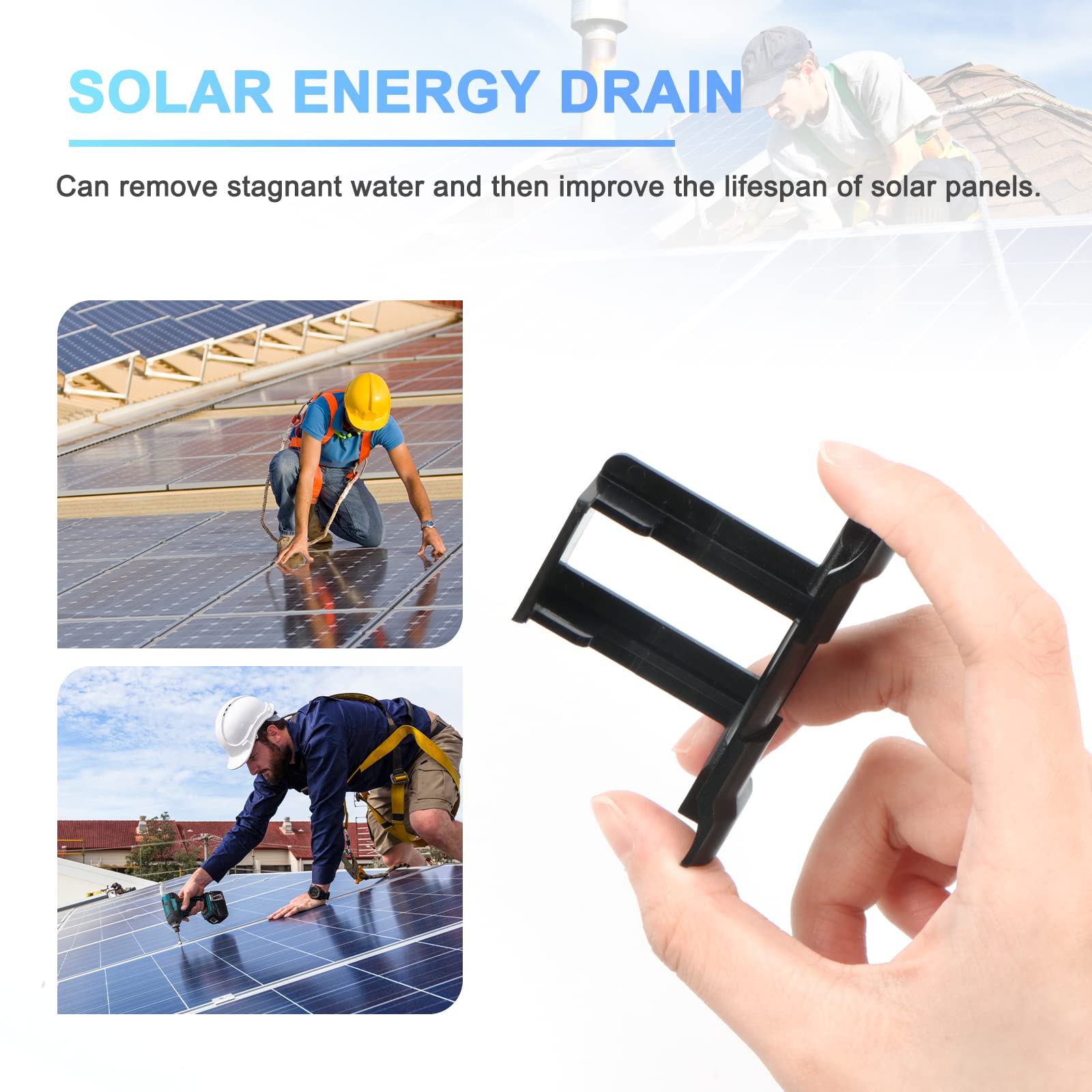 ZIOYA 20 Stück Solarpanel Wasserablauf Clips 30mm - Schlammentfernung Für PV-Module
