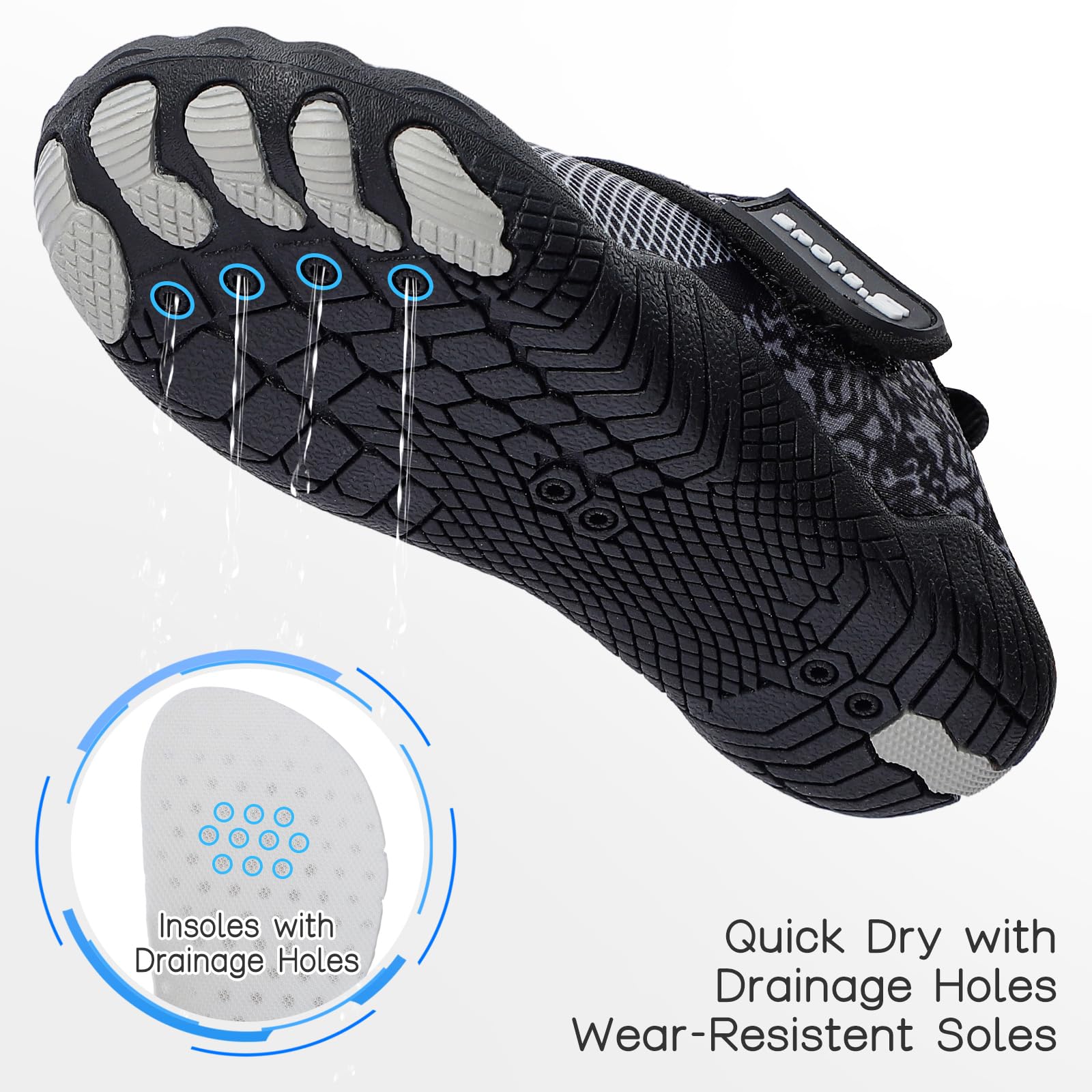 MASOCIO Chaussures Aquatiques Enfant Chaussures d'eau Séchage Rapide Antidérapantes pour Piscine Mer Plage Taille 27-37 EU