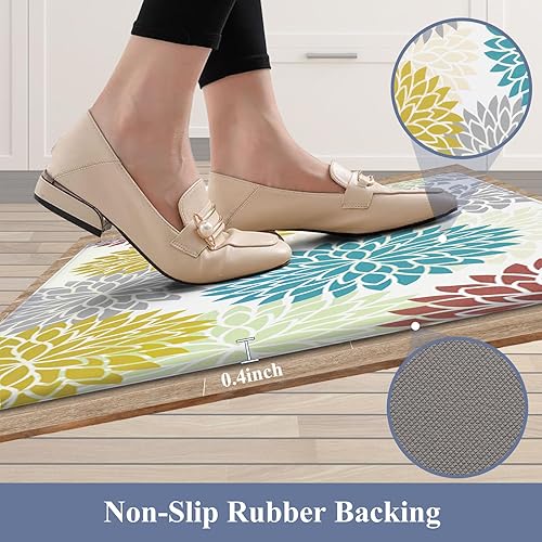 Miniatura 35 de HEBE Kitchen Mat 20"x71" Anti Fatigue Floor Mat Runner Non Slip Kitchen Mats for Floor Waterproof Kitchen Rugs and Mats Ergonomic Cushioned Comfort