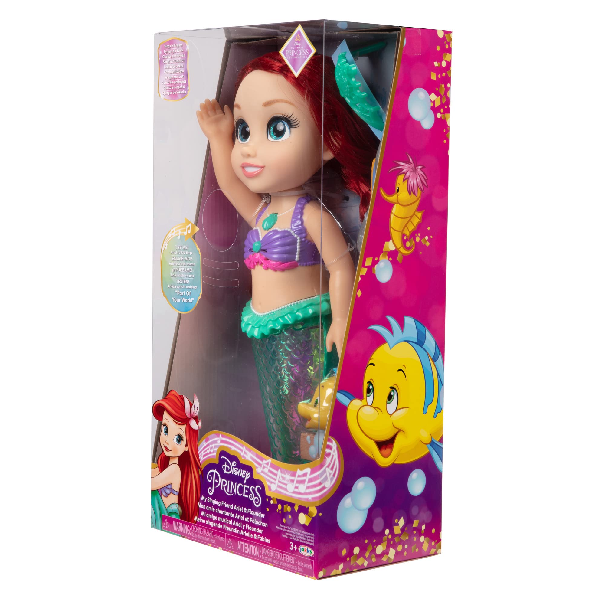 Disney Princesas Muñeca Ariel Cantante Grande de 38 cm – Ariel Canta la Característica Canción de la Película “Part of Your World” – La Muñeca para Niñas 3 Años +