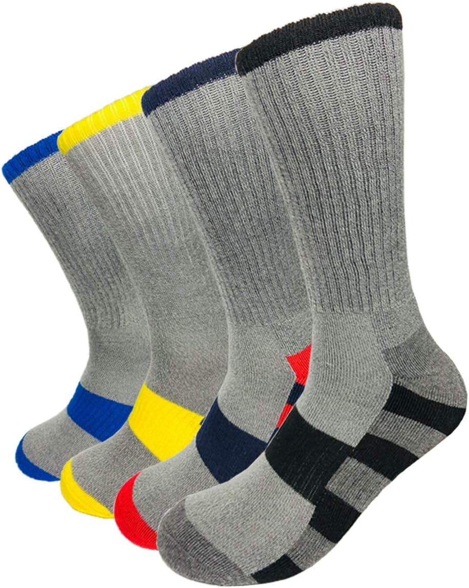 Men's 4 Pairs Cotton Sports Socks Cushioned Running Socks Trainer Socks for Men Women Walking Hiking Trekking Socks