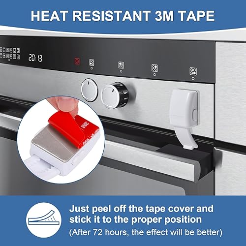 Miniatura 6 de CLYMENE Cerradura de puerta de horno mejorada para niños, cerradura frontal para horno, a prueba de bebés, resistente al calor y fácil de instalar,