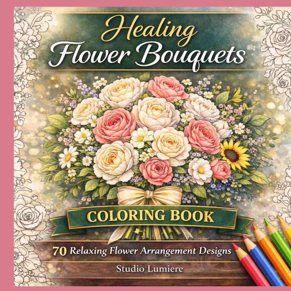 Healing Flower Bouquets Coloring Book: 70 Relaxing Flower Arrangement Designs for Stress Relief, Mindfulness and Creative Relaxation (Flower Healing Coloring Collection)