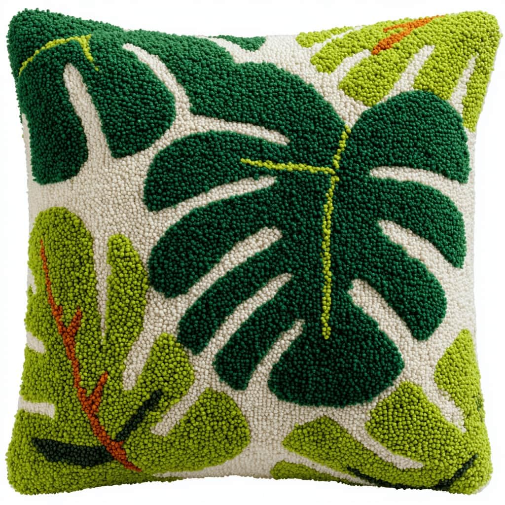 Kitquiver Beginner Latch Hook Cushion Kit,Leaf Decor Pillow Cover 43X43Cm