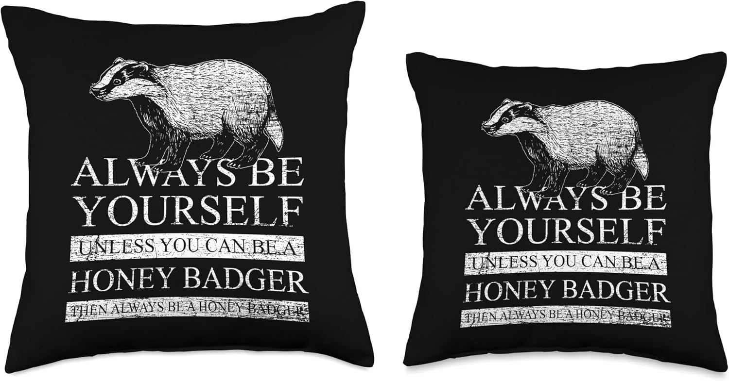 Honey Badger T-Shirt Throw Pillow