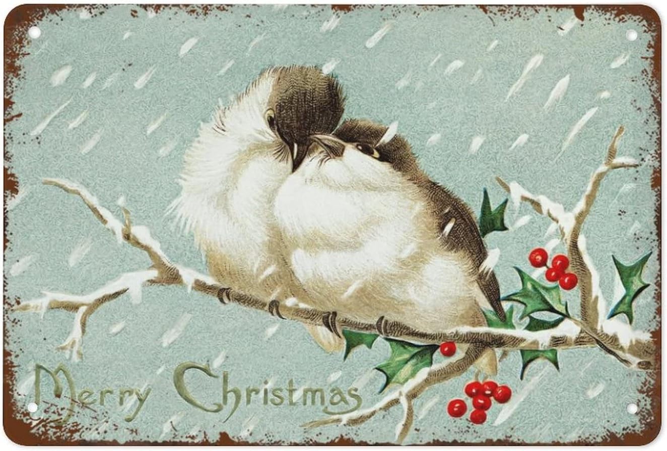 peiyeety Metal Tin Sign Vintage Metal Signs Merry Christmas Sign Christmas Wall Art Retro Wall Decor Tin Sign Funny Decorations for Home Cafes Office Store Pubs Club Plaque Tin Sign 8"x12"