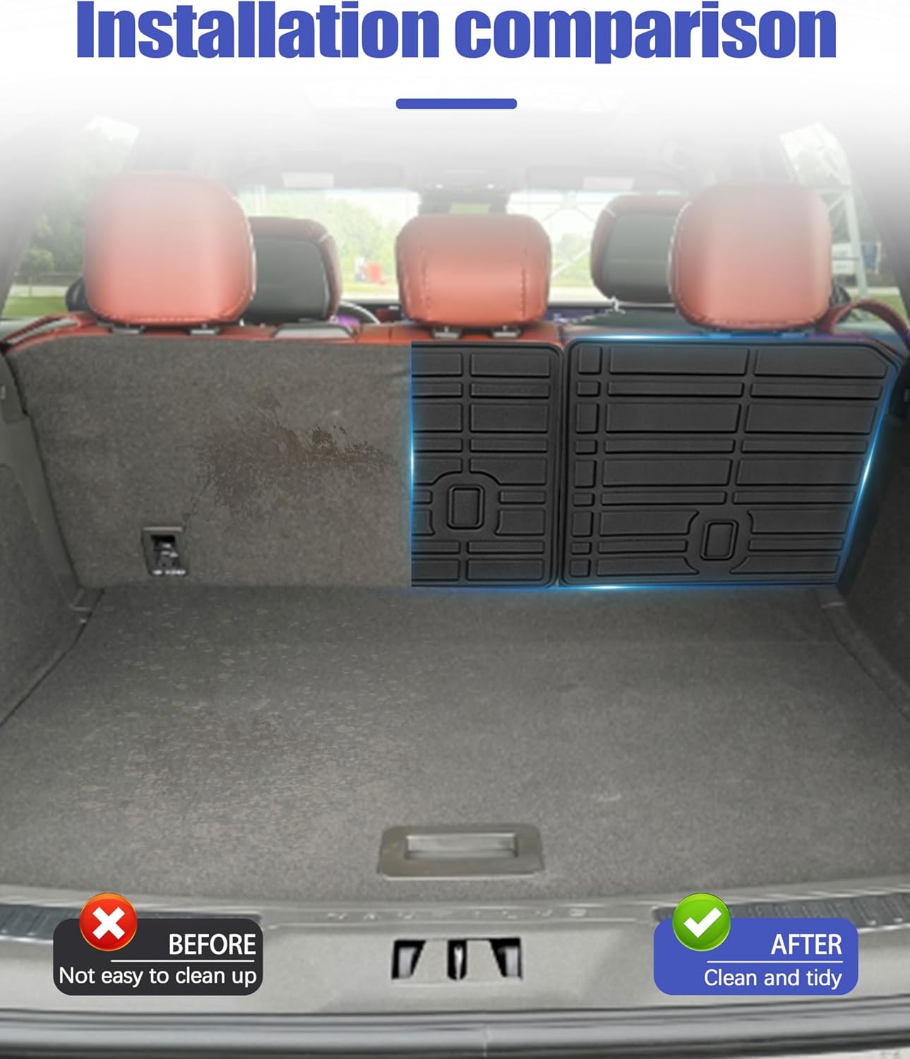 Backrest Mat for Lincoln Nautilus Accessories 2024-2025 2026 with Hook&Loop Rear Trunk Mat Rear Seat Back Cover Protector All Weather Anti-Slip Split Dog Liner 2 PCS