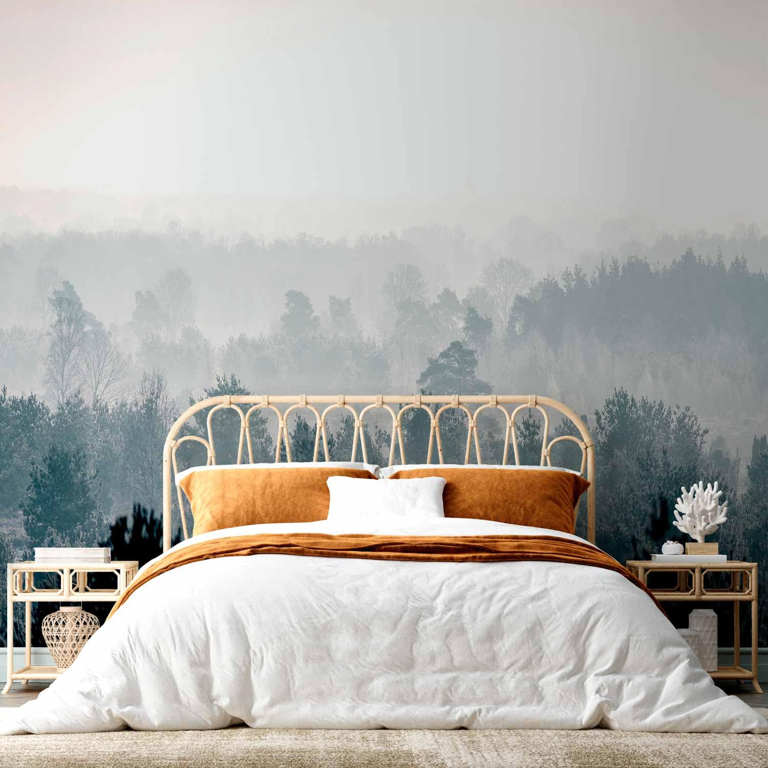 murando Fotomurales Bosque 350x256 cm XXL Papel pintado tejido no tejido | Decoración de Pared decorativos Murales moderna de Diseno Fotográfico Niebla Naturaleza
