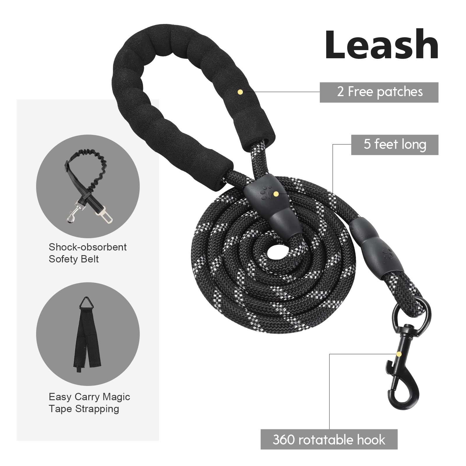 Arnés táctico para Perro (Negro, XL)