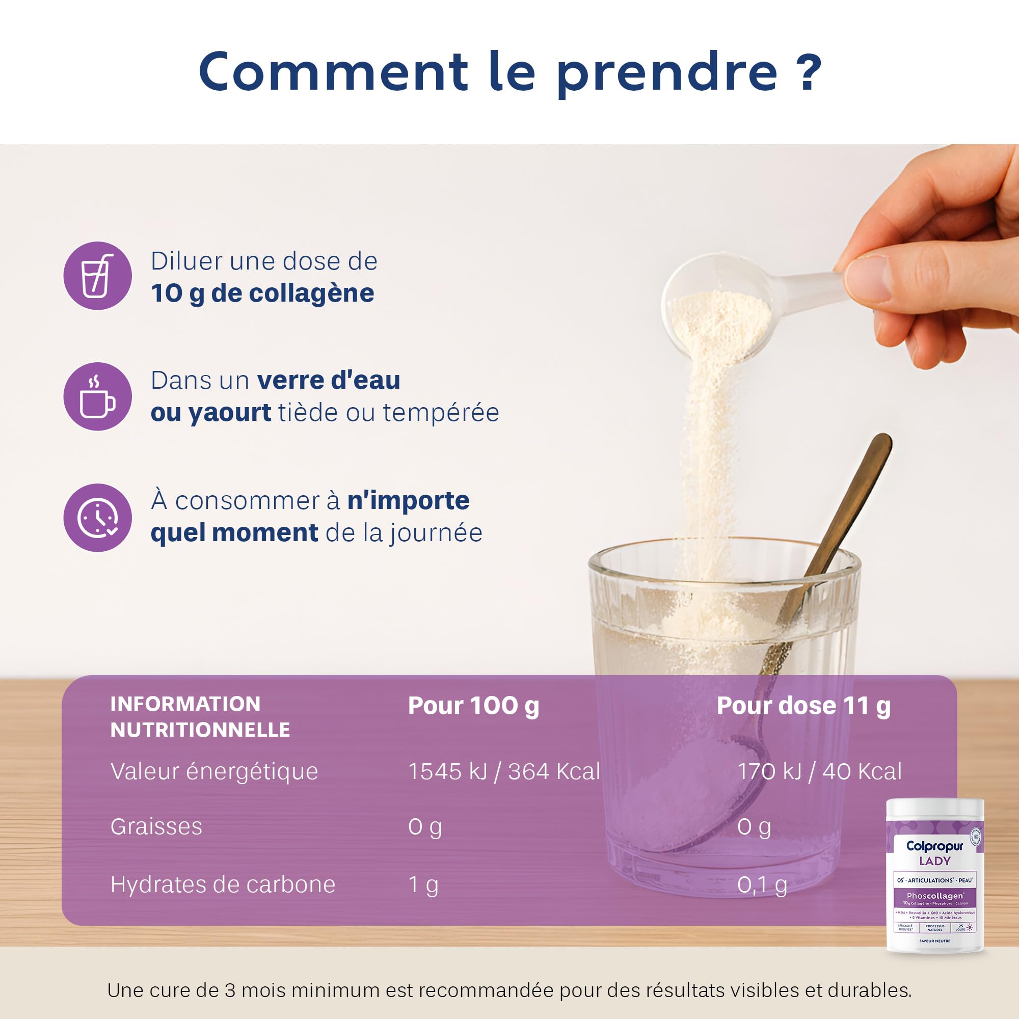 COLLAGENE Poudre Ménopause | 17 Actifs | Peau Os Articulations |sans sucre | Colpropur Lady | Complexe Phoscollagène Exclusif | Saveur Neutre | 25 doses | Anti-âge | sans OGM, sans allergènes