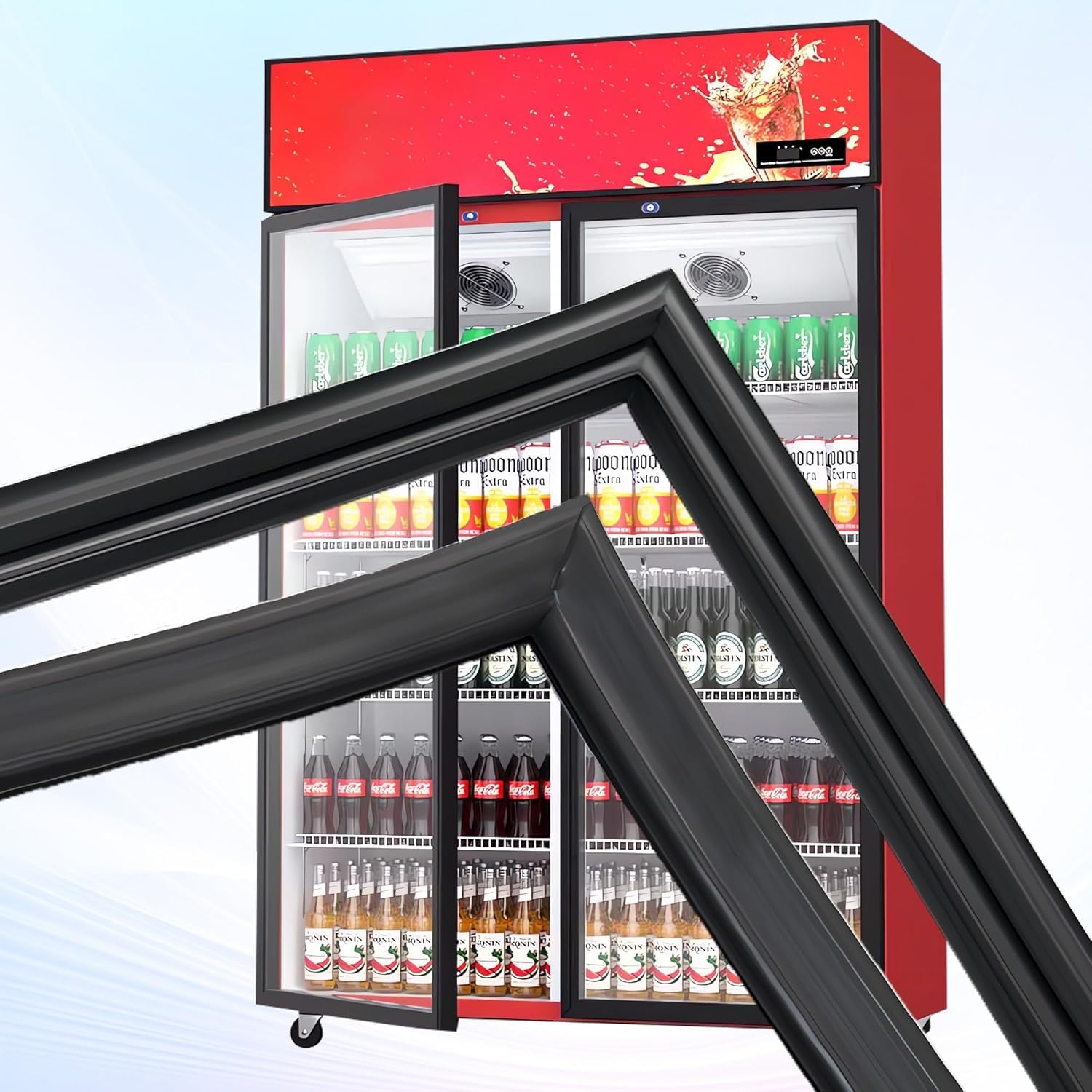 Guarnizione Vetrina Refrigerata,Guarnizione Magnetica di Ricambio per Porta Vetrina Frigo,Alta Tenuta,Nero/Bianco