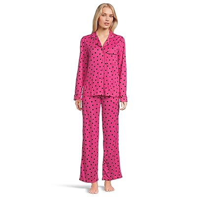 Kate Spade New York Long Sleeve Sweater Knit Notch Collar PJ Set Women