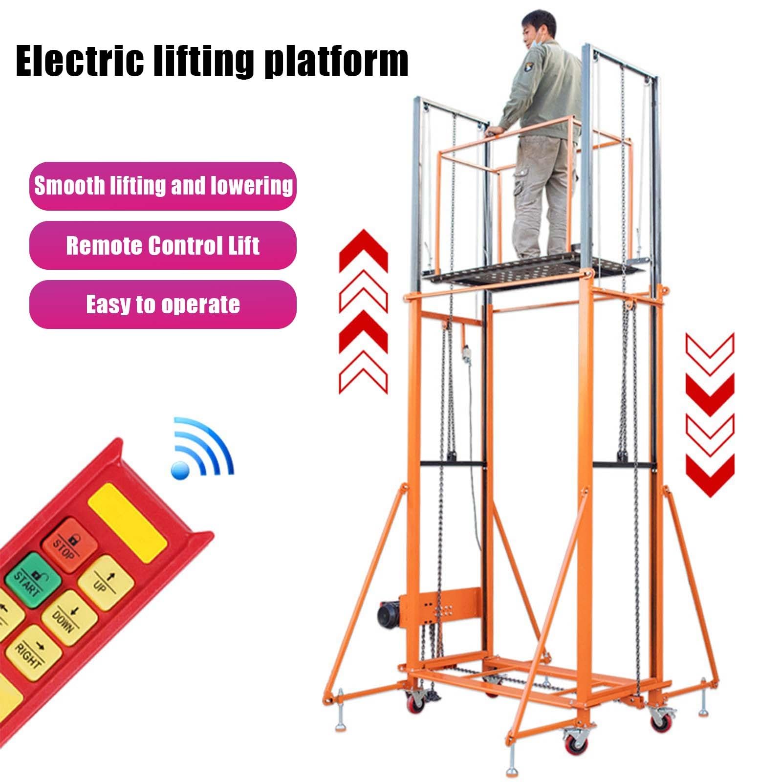 Ponteggi Elettrico con Piattaforma Sollevamento Ruote Universale e Telecomando per Cambiare Luce, Verniciatura e Ripar