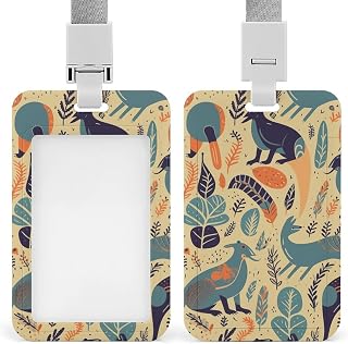 Australian Animals Badge Holder Vertical Hard Plastic Sleeve with Lanyard Name Tag Holder Push-Pull Design Card Protector for Men Women Office Supplies