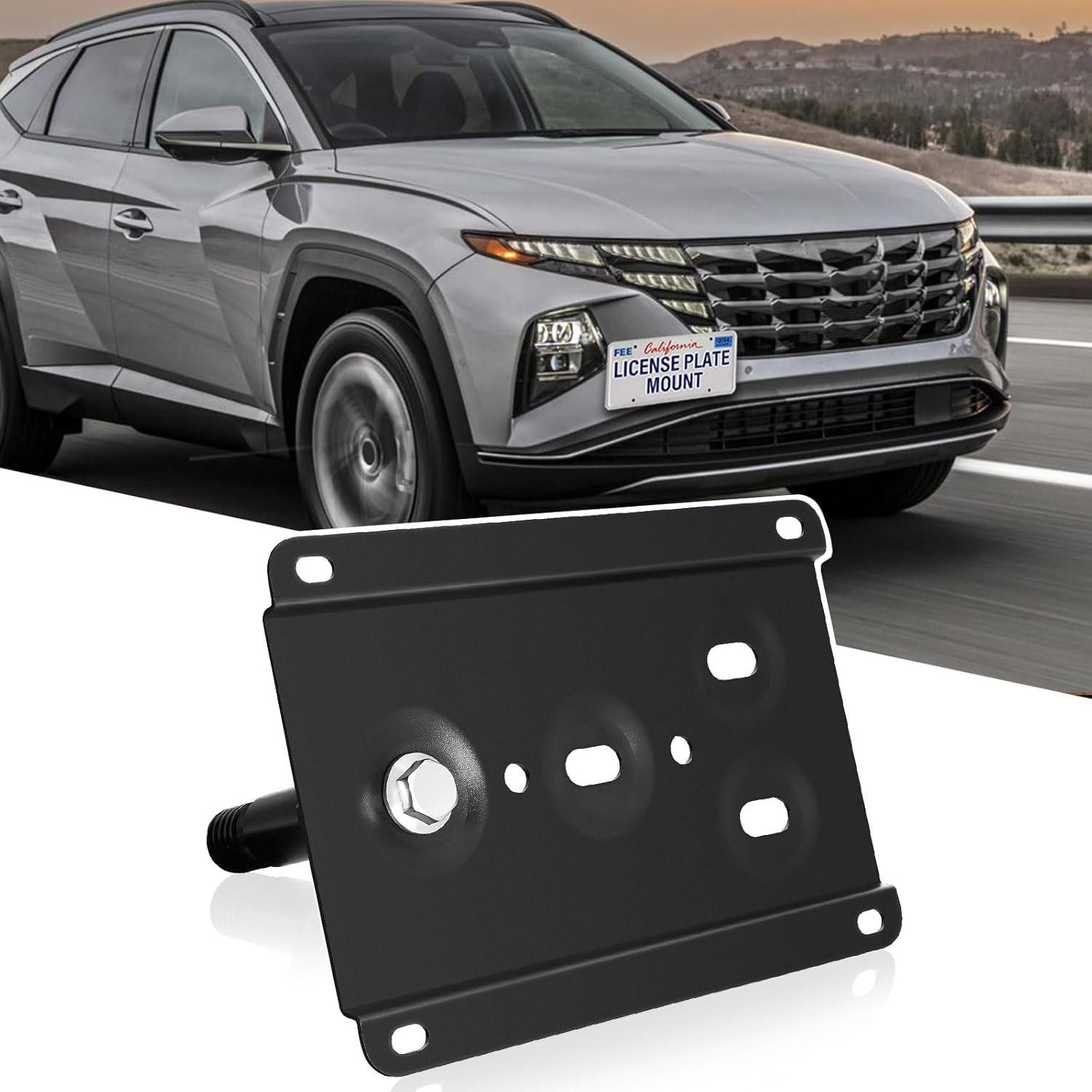 No Drill Front Bumper Tow Hook License Plate Mount Bracket Holder Compatible with Hyundai Veloster 2019-2022 Hyundai Accent and Elantra Sedan 2011-2022 Front License Plate Frames Mounting Accessories