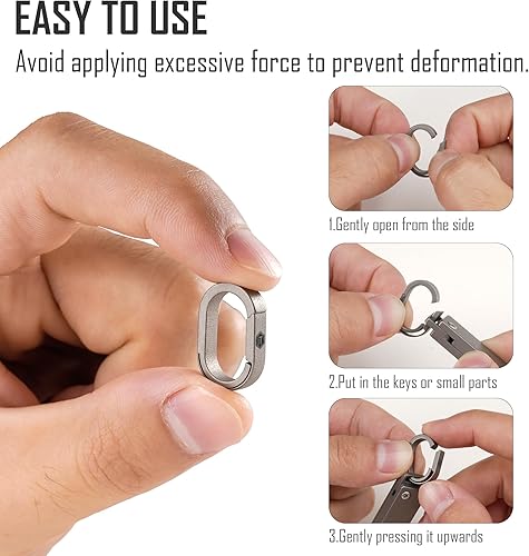 Miniatura 3 de KeyUnity KA30SW Mini Llavero dividido Organizador de llaves de liberación rápida, cuchillo plegable de titanio KK01AR y mosquetón KS01 Clip de