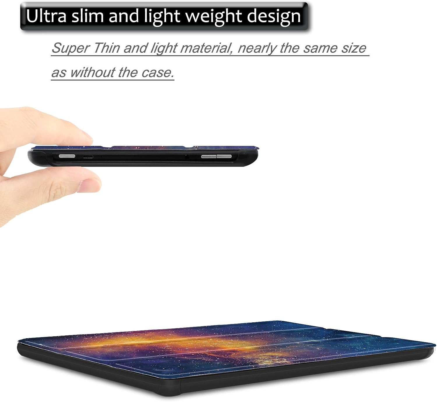 Infiland All-New Fire HD 10 2017 Case - Tri-Fold Ultra Slim Stand Smart Case Cover for All-New Amazon Fire HD 10 (7th Generation, 2017 Release), Galaxy