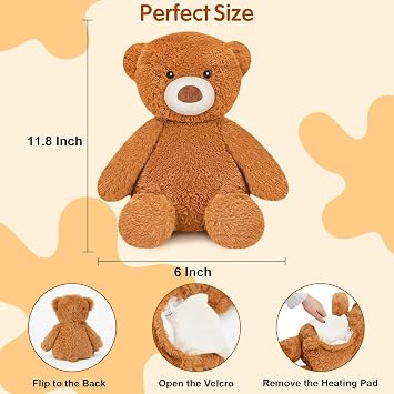 Finebee Weighted Stuffed Animals Bear Plush Heated Microwavable Weighted Plushise Stuffy Lavender Scented Bear Stuffed Animal Calming Gift for Kids and Adults