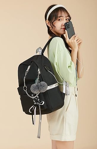 Miniatura 7 de Spotted Tiger Mochila escolar para niñas, mochila escolar, mochila para libros, linda mochila de viaje para adolescentes, niñas y mujeres, Negro -,