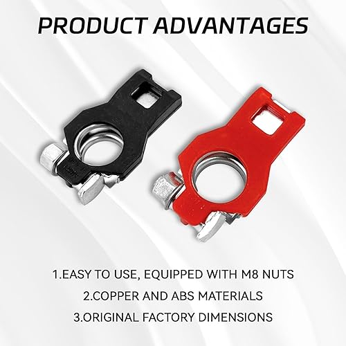 Miniatura 4 de 2 conectores de terminales de batería, repuesto # 243407F000, 24340-7F000, 243407F001, terminales de batería positivos y negativos para Nissan