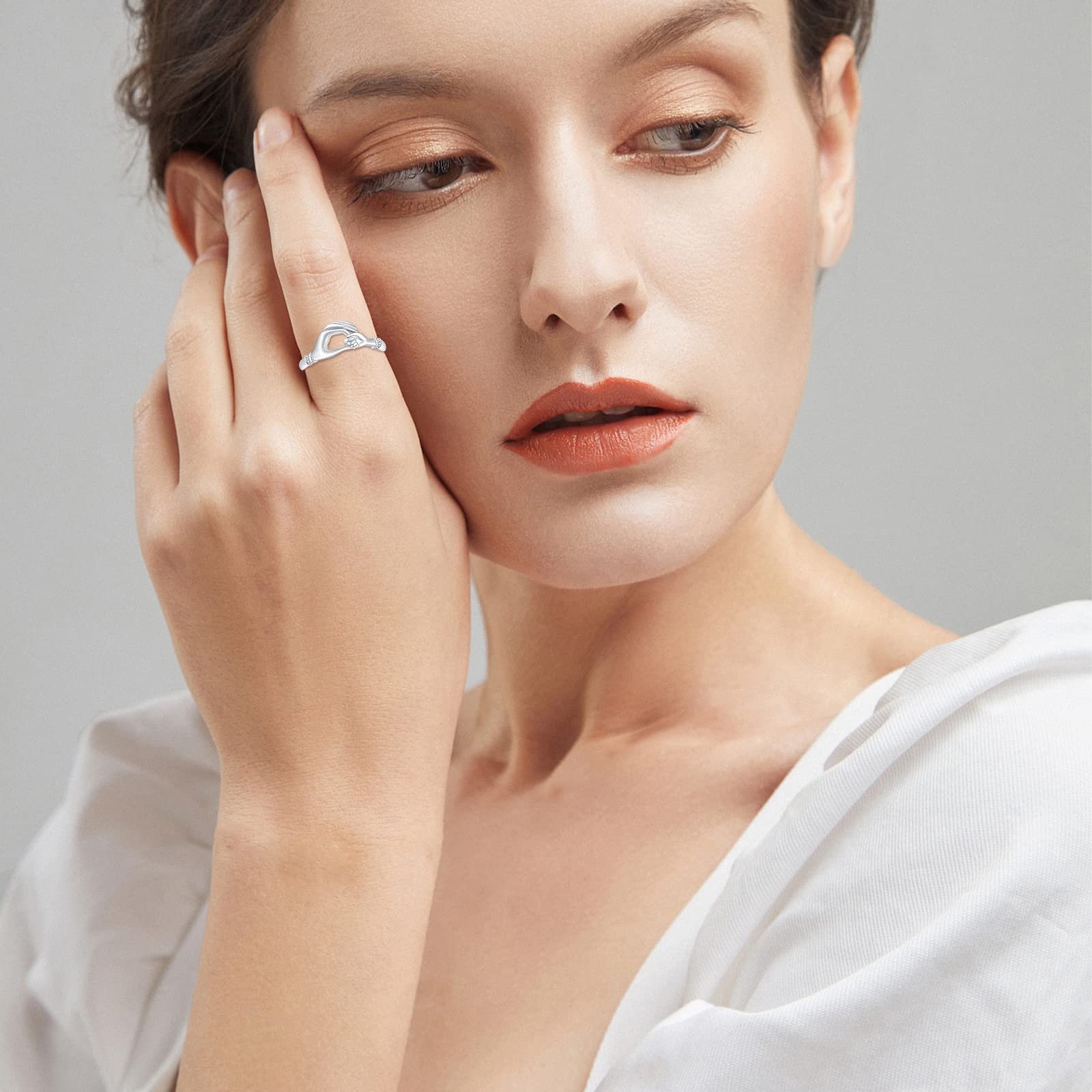Mutter Ring 925 Sterling Silber Verstellbar Geschenk für Mama mit Herz Motiv, Kristall & Roségold Akzent - Für Muttertag, Jahrestag