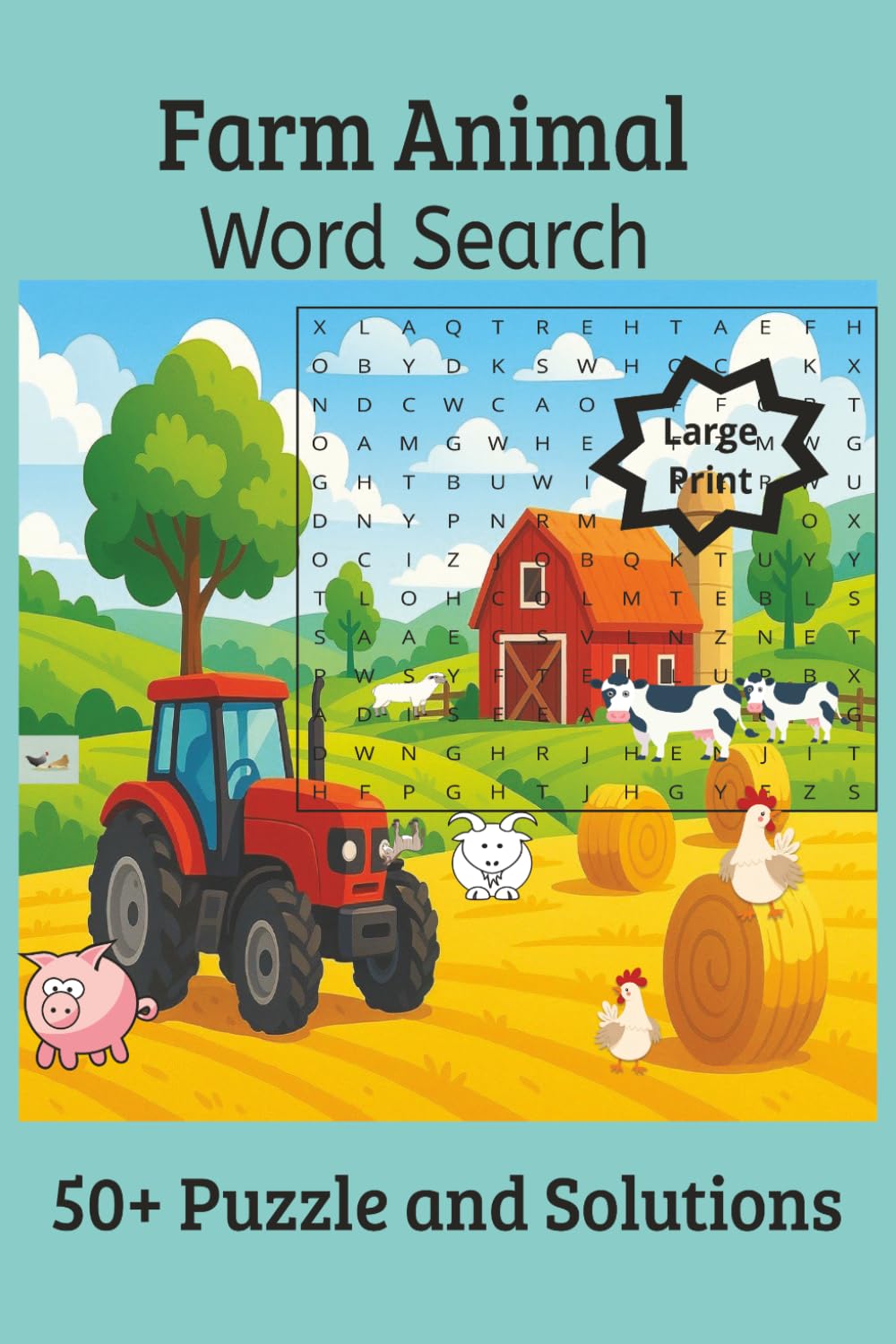 Farm Animal Word Search: Word Searches with Easy-to-Read Print about Farm Animals and Life on the Farm