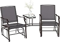 Vista 10 de Outsunny Sillas planeadoras para exteriores con mesa auxiliar, mecedora de 2 asientos para patio, sofá biplaza con correa transpirable para patio