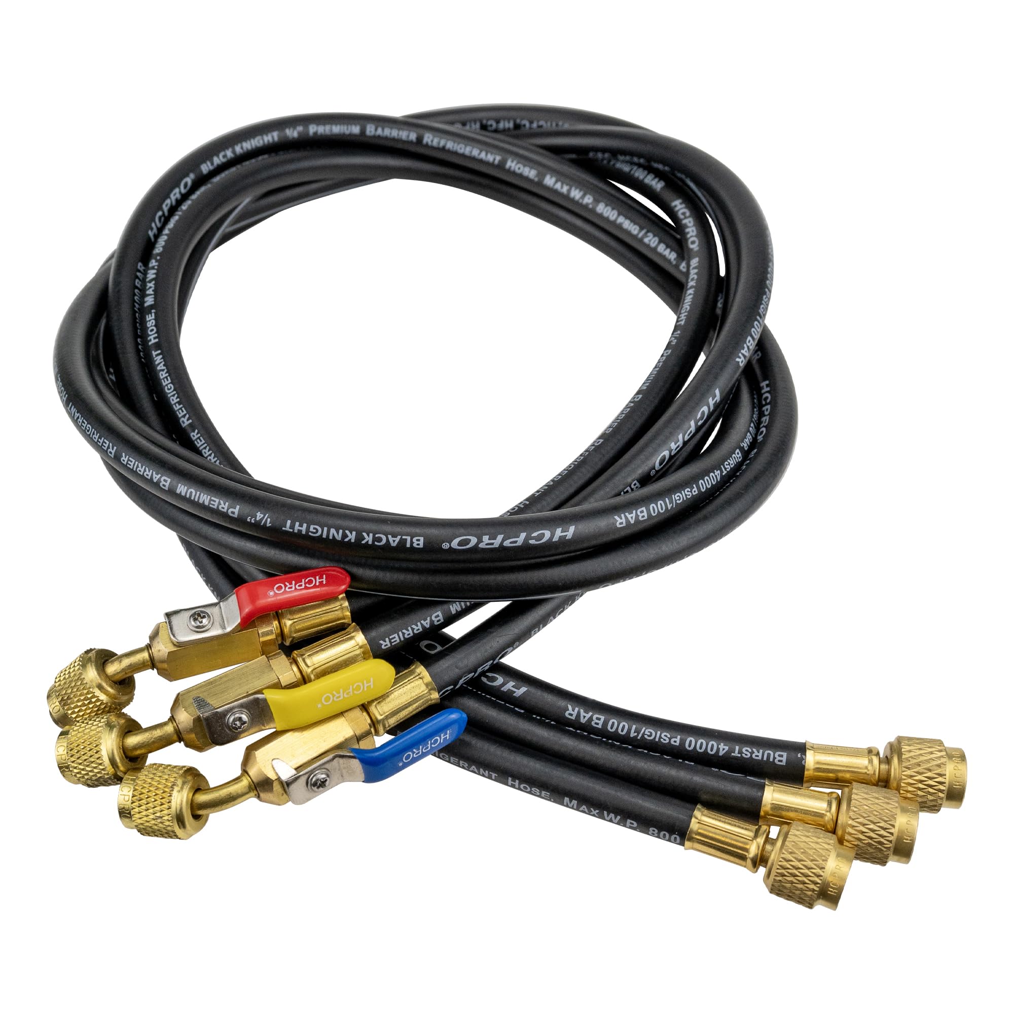 HCPRO PH5BKBV 1/4" Black Knight Premium 5' (60") Charging hose with Ball Valve (Pack of 3)
