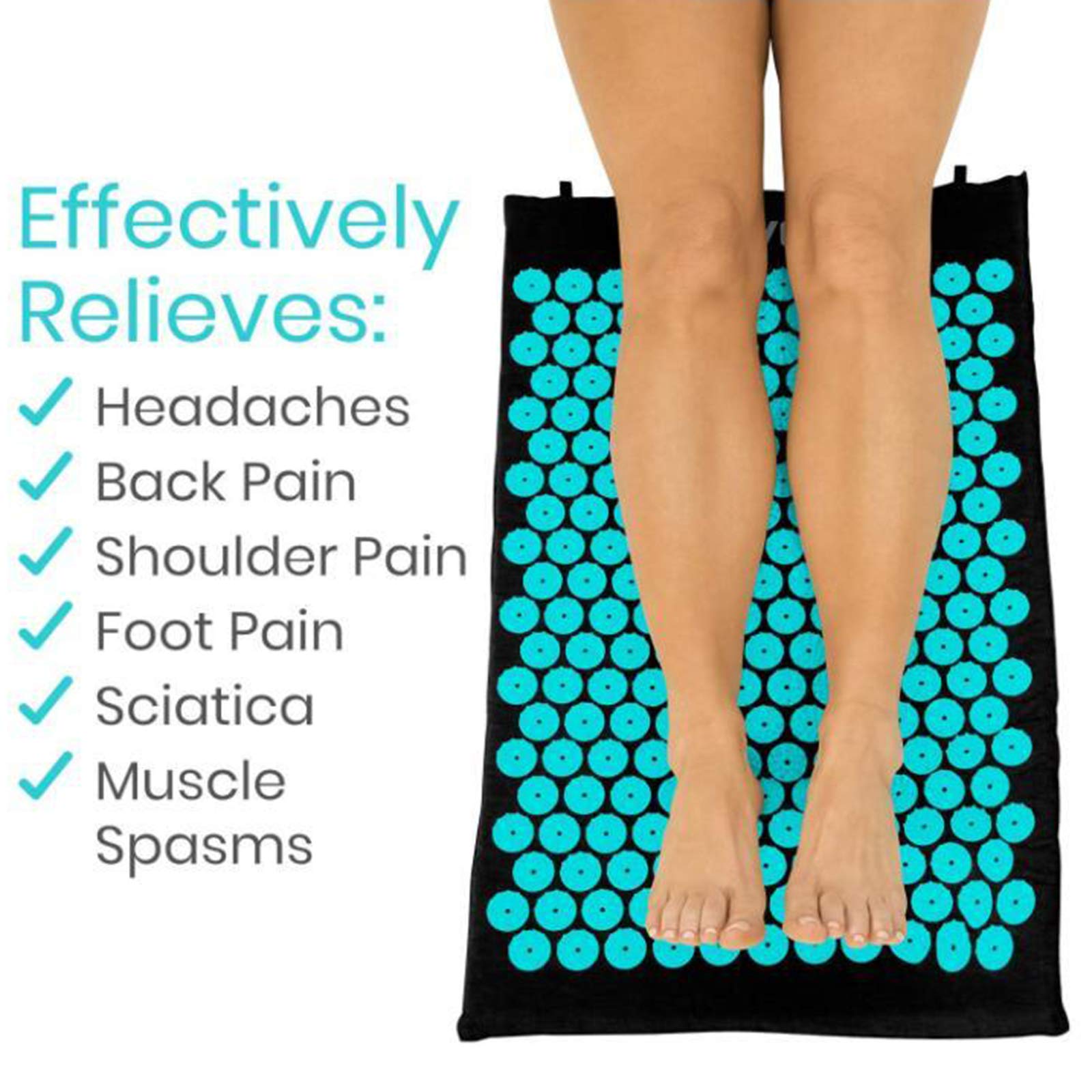 Tapis D'acupression – Coussin de Massage Complet pour Le Dos, Les Jambes, La Nuque, pour Soulager Le Stress et Idéal En, Bleu
