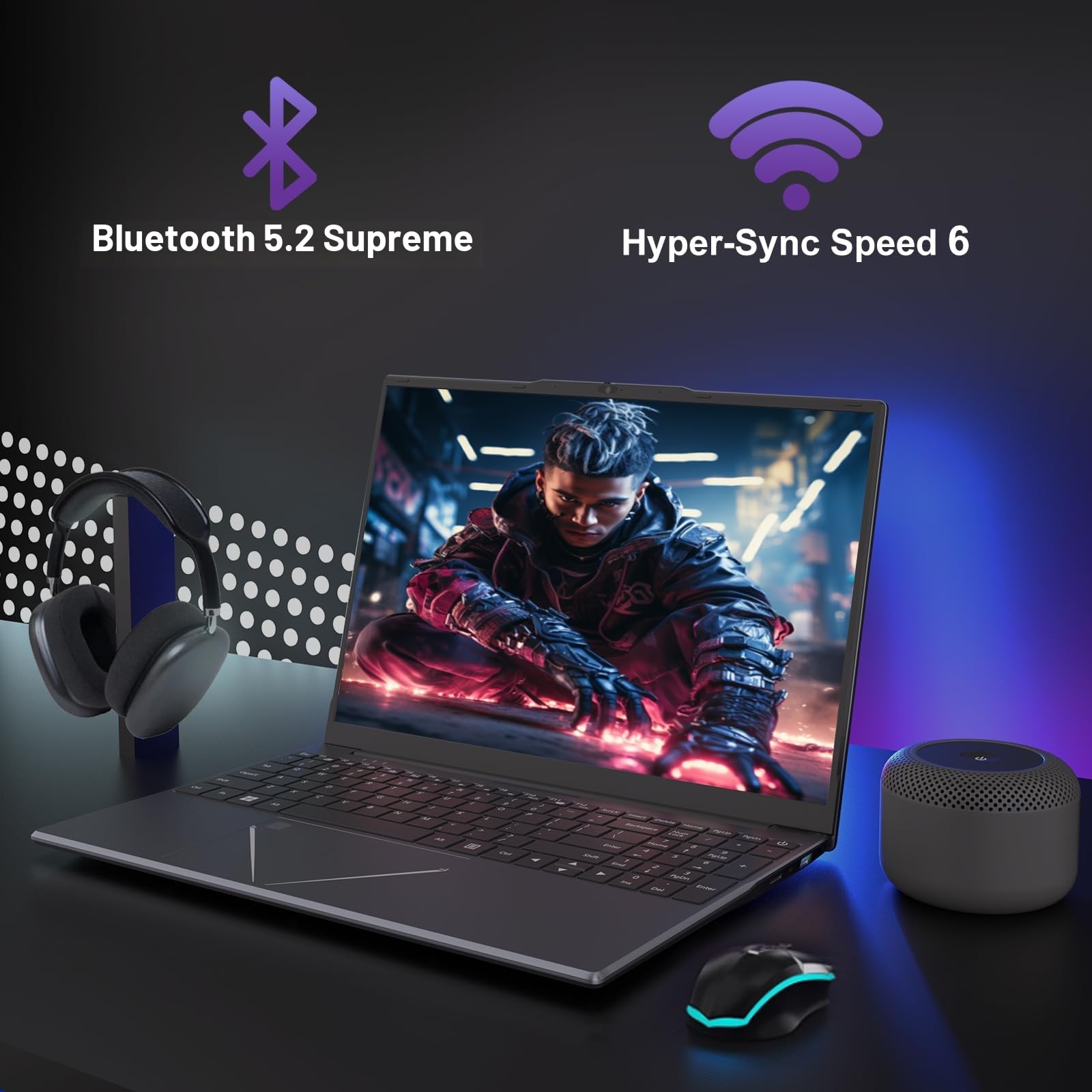DREAMFYRE - Computer portatile Ryzen 5 Processore (fino a 3,70 GHz), 16 GB RAM, 512 GB SSD, schermo FHD 1920 x 1080, Wi-Fi 5 Dual Band, PC portatile versatile per ufficio, studenti e telelavoro.