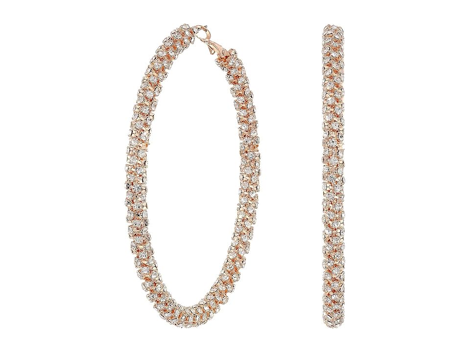 

GUESS Large Stone Clutchless Hoop Earrings (Rose Gold/Crystal) Earring