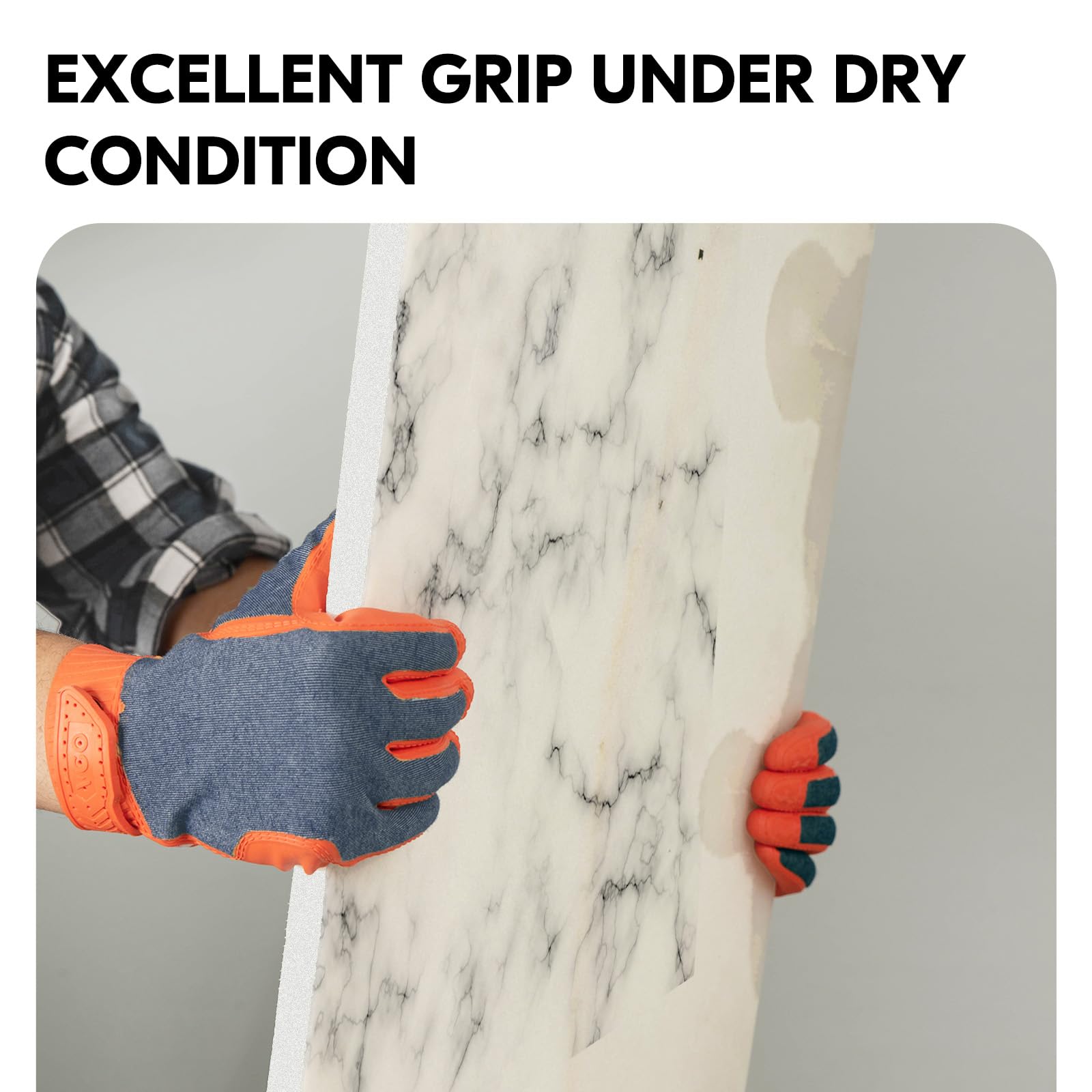Vgo... Gants de travail avec paume imperméable antidérapante en TPE non cousus, gants mécaniques pour le bâtiment et l'entrepôt