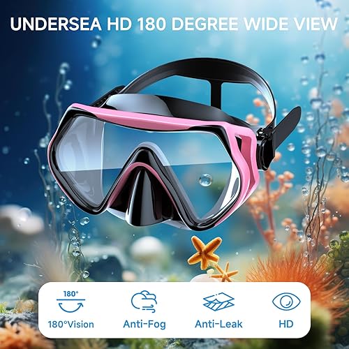 Miniatura 2 de Equipo de esnórquel para adultos, juego de esnórquel seco máscara de buceo, vista panorámica de 180, equipo de esnórquel profesional, máscara de