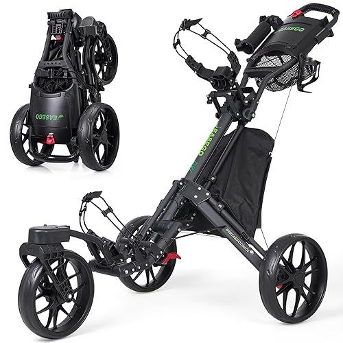 Golf Push Cart 3 Wheel : 360° Swivel Front Wheels