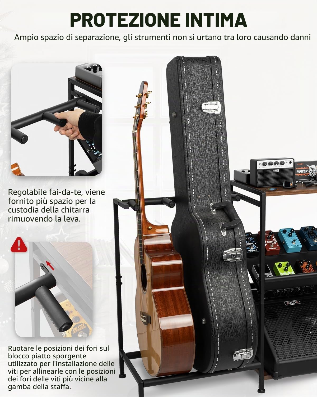 STRICH Supporto per chitarra acustica multipla, espositore per chitarre con imbottitura morbida e multi supporto per chitarra, per studio domestico, sala musica SMT-40