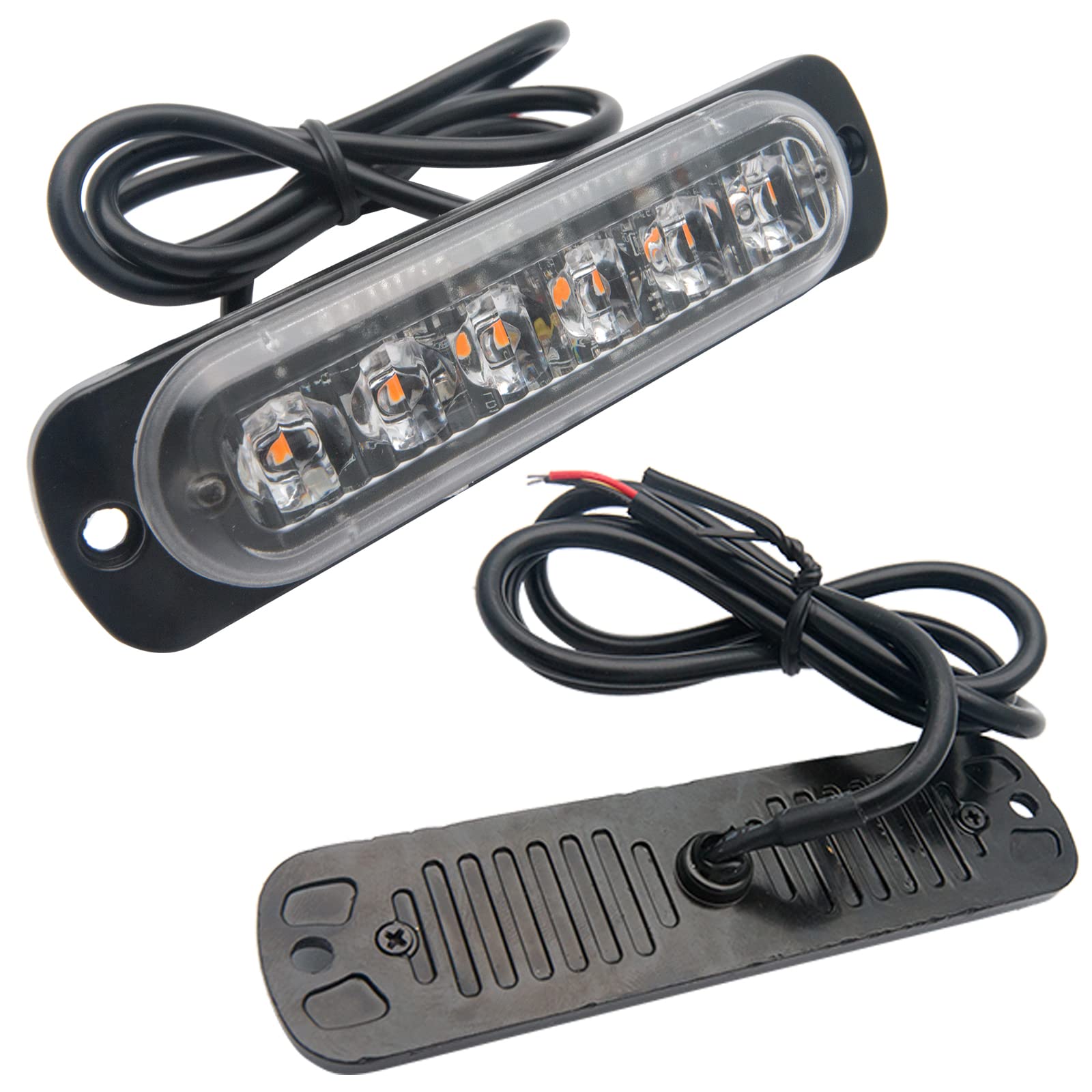 Baceyong Luci stroboscopiche di emergenza per auto, 2/4/6/8 pezzi, barra luminosa a 6 LED color ambra, con griglia di segnalazione guasti lampeggianti, per veicoli, camion, rimorchi, furgoni