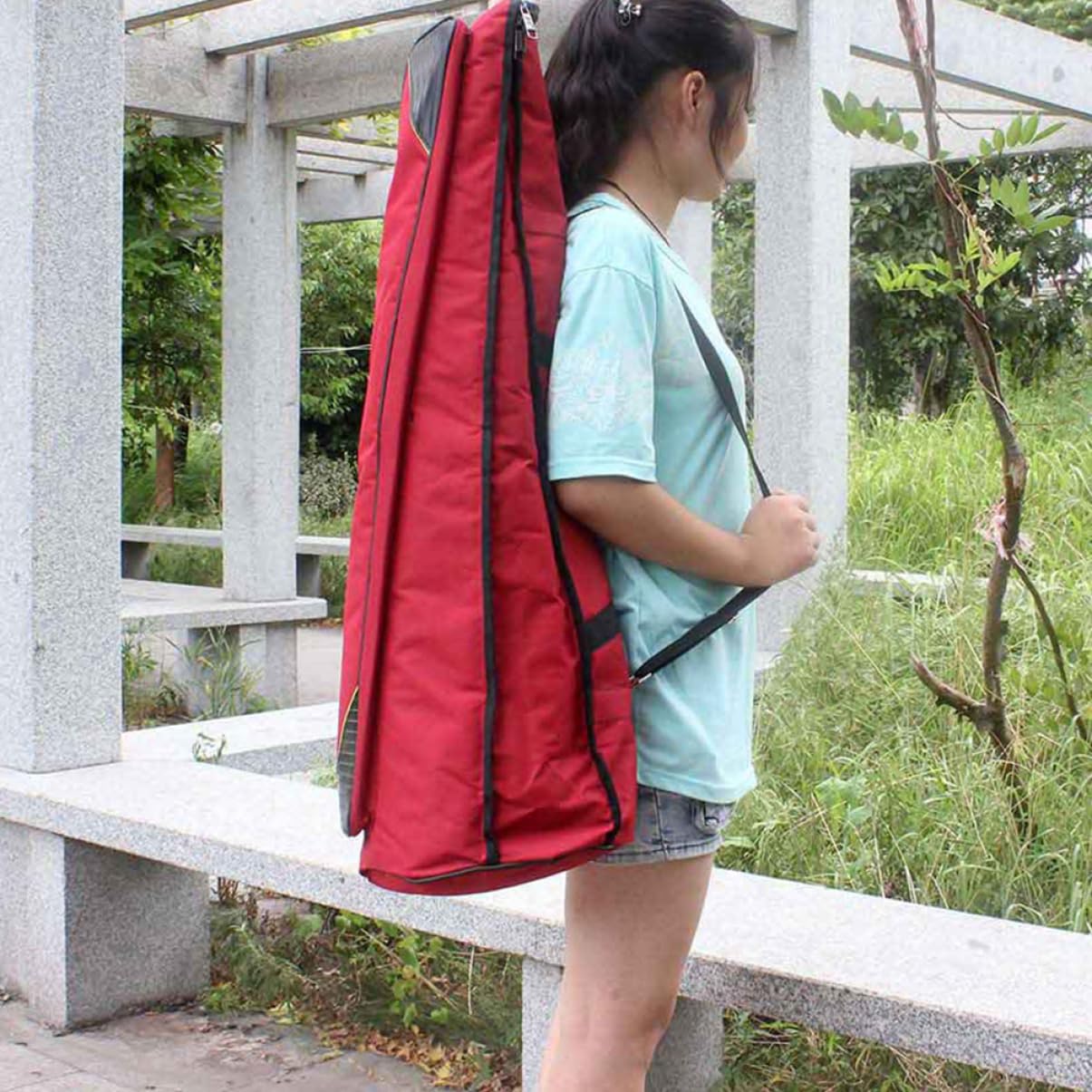 VICASKY Posaunentasche aus Oxford Stoff mit Fronttasche Portable Instrumententasche für Tenorposaune Rote Große Tragetasche zum Reisen