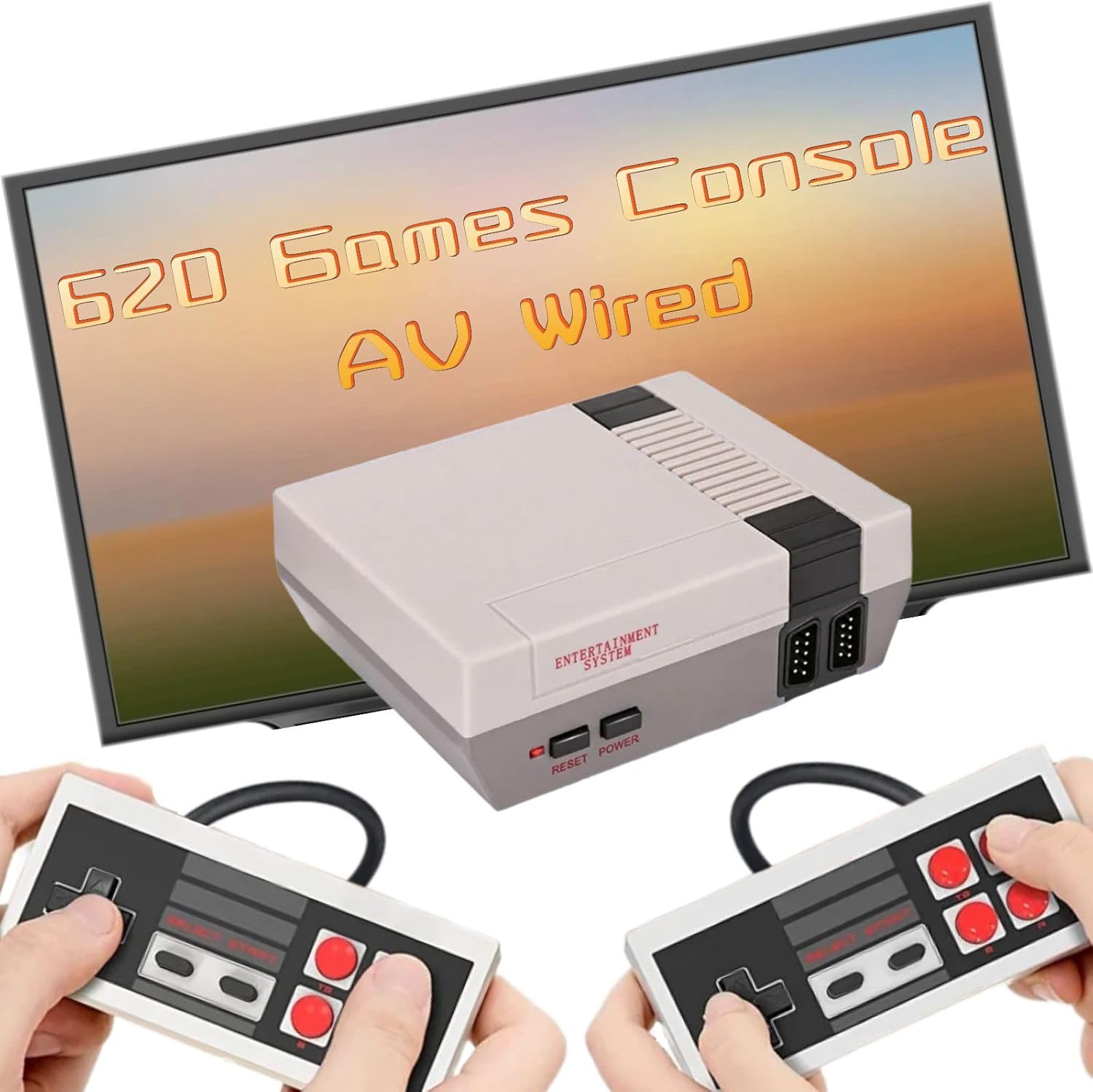 Retro Game Console with 620 Built-in Video Games,Classic Mini Game System with Wired Controller, AV Output Plug and Play Video Games