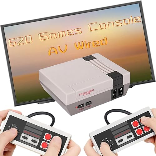 Miniatura 1 de Consola de juegos retro con 620 videojuegos, mini sistema de juegos clásico con controlador con cable, salida AV Plug and Play, juguetes retro