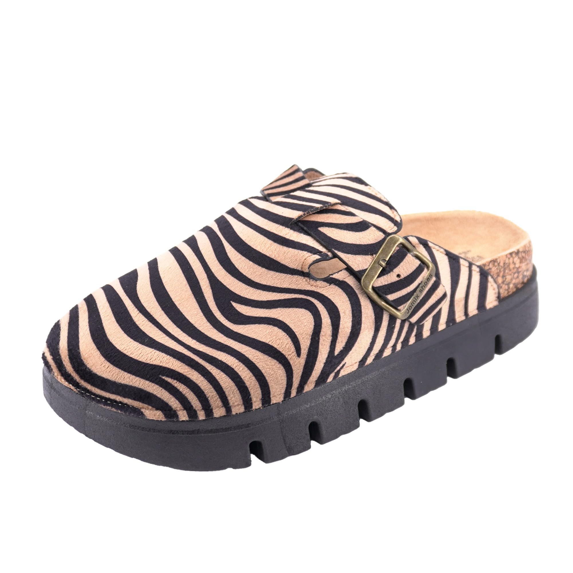JOMIX Pantoletten Damen Clogs Rutschfester Slippers Bequeme Kork Fußbett Hausschuhe mit Verstellbar Schnalle Gartenschuhe