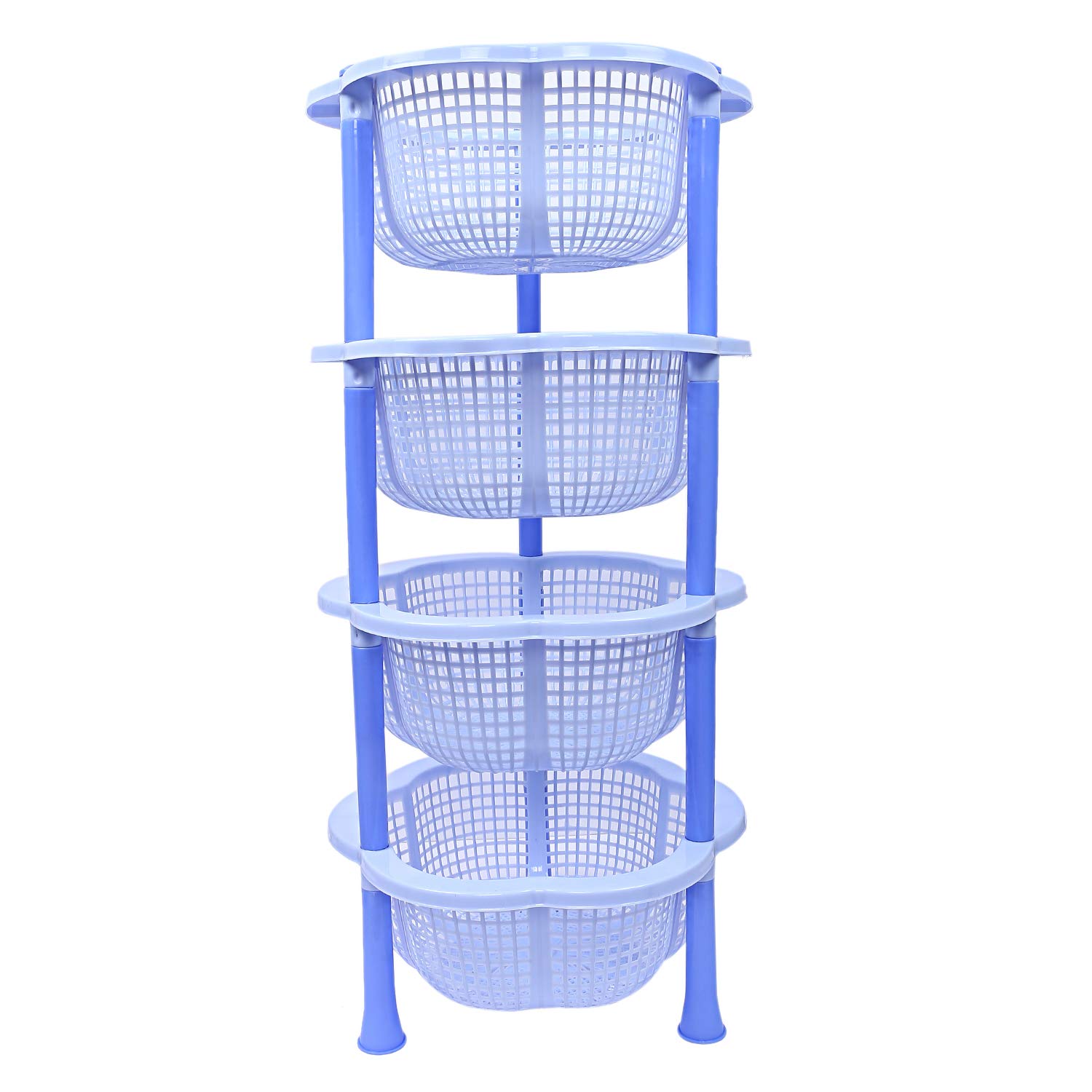 Kuber industries Plastic 4 Layer Multi-Purpose Kitchen Storage Basket Rack (Blue)-CTKTC13224