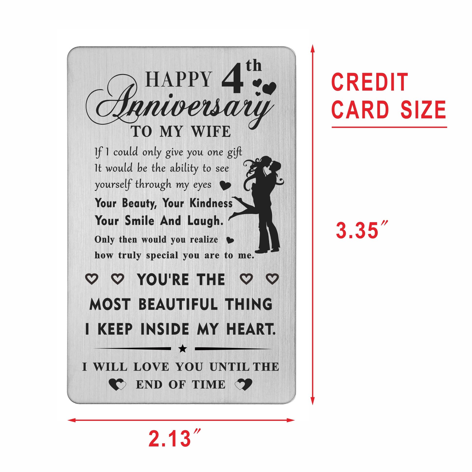 HYHYDHP 4th Wedding Anniversary Card Gifts for Wife - Happy 4 Year Anniversary Card for Her Women, Silver - Image 2